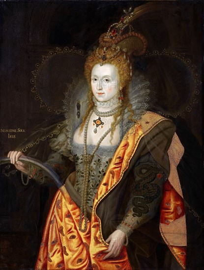 Portrait of Elizabeth I of England (1533-1603), in ballet costume as Iris (Rainbow Portrait). Artist: Healy, George Peter Alexander (1813-1894)