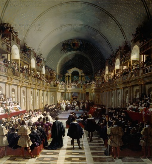 The assembly of the Estates-General on October 27, 1614. Artist: Alaux, Jean (1786-1864)