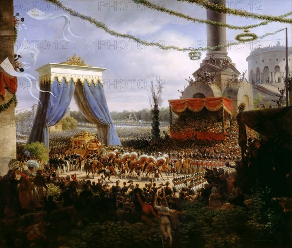 Entry of Charles X into Paris, after his consecration, 6 June 1825. Artist: Lejeune, Louis-François, Baron (1775-1848)