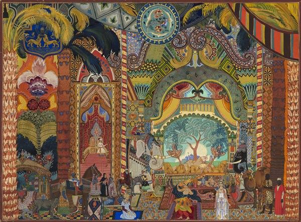 Stage design for the ballet The Firebird by I. Stravinsky. Artist: Pleshakov, Vladimir (1891-1942)