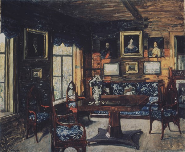 The Drawing room in the Manor house Rozhdestveno. Artist: Zhukovsky, Stanislav Yulianovich (1873-1944)