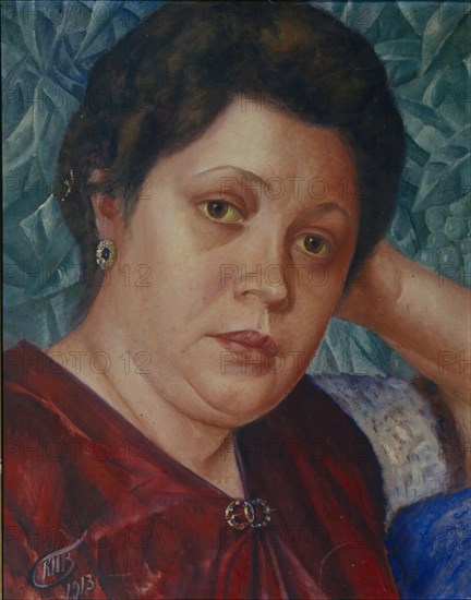 Portrait of the Opera singer Vera Petrova-Zvantseva. Artist: Petrov-Vodkin, Kuzma Sergeyevich (1878-1939)