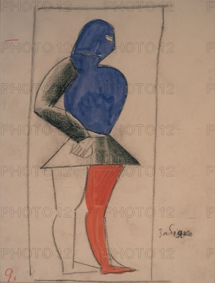 Ruffian. Costume design for the opera Victory over the sun by A. Kruchenykh. Artist: Malevich, Kasimir Severinovich (1878-1935)