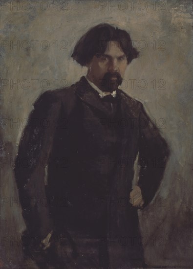 Portrait of the artist Vasily Surikov (1848-1916). Artist: Serov, Valentin Alexandrovich (1865-1911)