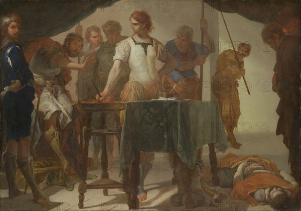 Mucius Scaevola Confronting King Porsenna. Artist: Cavallino, Bernardo (1616-1656)