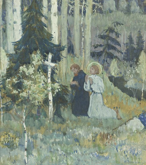 The Founding of the Trinity-Sergius Monastery. Artist: Nesterov, Mikhail Vasilyevich (1862-1942)