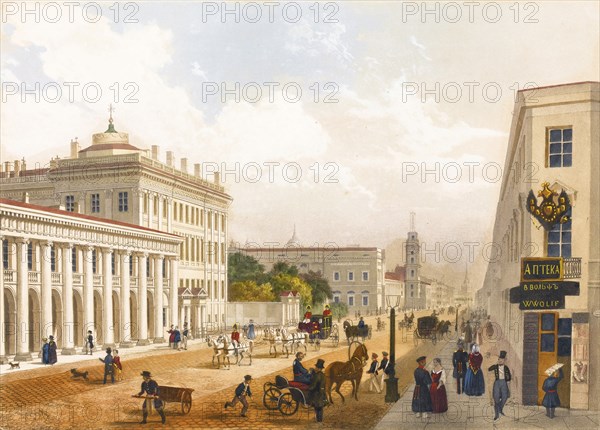 View of the Nevsky Prospekt in Saint Petersburg. Artist: Charlemagne, Jules (19th century)