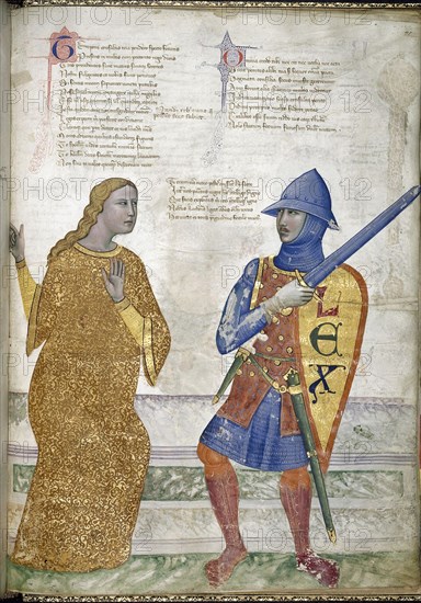 Prudence and Justice (From Regia Carmina by Convenevole da Prato). Artist: Pacino di Buonaguida (active 1302-1343)