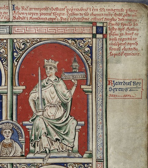 Richard I the Lionheart (From the Historia Anglorum, Chronica majora). Artist: Paris, Matthew (c. 1200-1259)