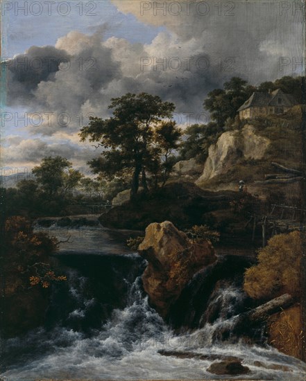 Hilly landscape with a waterfall. Artist: Ruisdael, Jacob Isaacksz, van (1628/29-1682)
