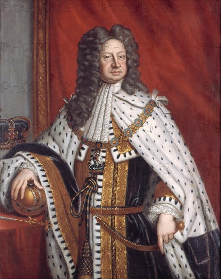 Portrait of George I in Anointment Robe. Artist: Kneller, Sir Gotfrey (1646-1723)