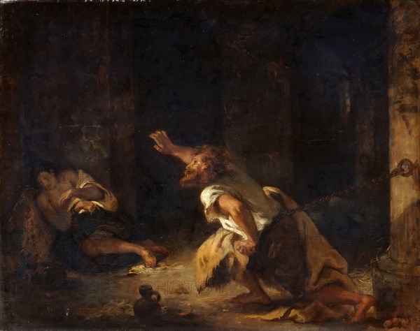 The Prisoner of Chillon. Artist: Delacroix, Eugène (1798-1863)