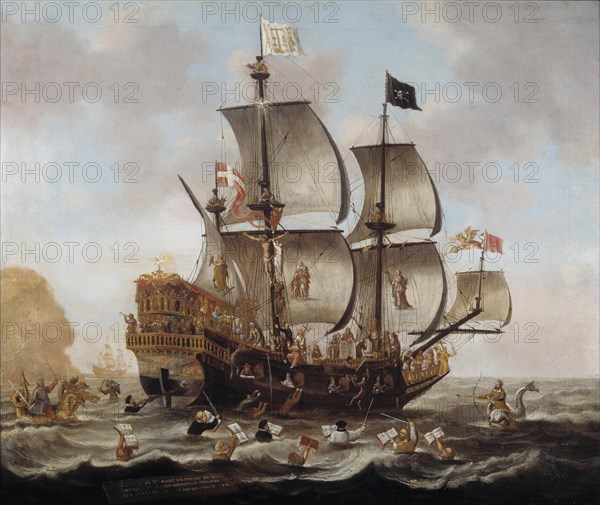 The Church as ship. Artist: Loef, Jacob Gerritsz (1607- after 1670)