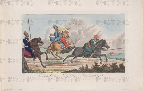 Life-Guards Cossack, Officer and Cossack. Artist: Geissler, Christian Gottfried Heinrich (1770-1844)