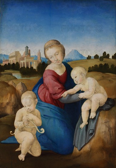 The Madonna and Child with the Infant Baptist (The Esterházy Madonna). Artist: Raphael (1483-1520)