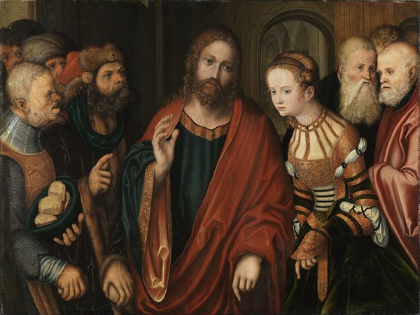 Christ and the Woman Taken in Adultery. Artist: Cranach, Lucas, the Elder (1472-1553)