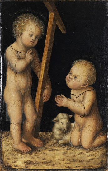 Christ and John the Baptist as Children. Artist: Cranach, Lucas, the Elder (1472-1553)