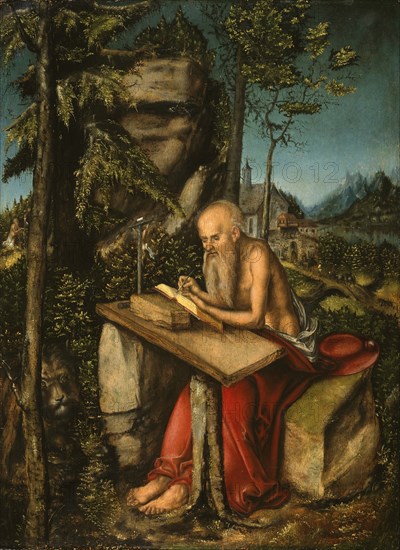 Saint Jerome in a Rocky Landscape. Artist: Cranach, Lucas, the Elder (1472-1553)