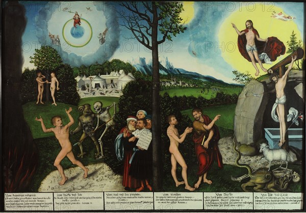 Damnation and Redemption. Law and Grace. Artist: Cranach, Lucas, the Elder (1472-1553)