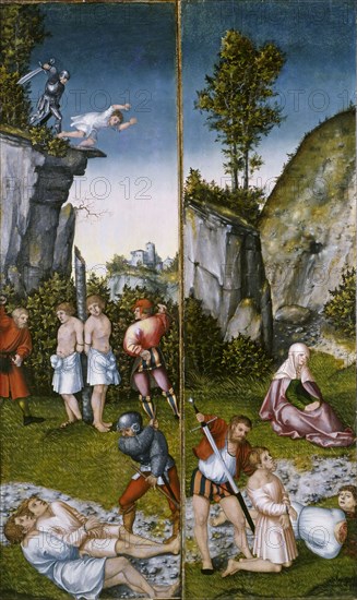 Saint Felicitas at the martyrdom of her seven sons. Artist: Cranach, Lucas, the Elder (1472-1553)