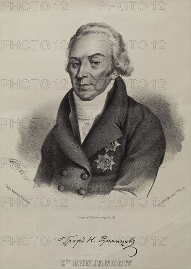 Portrait of Count Nikolay Petrovich Rumyantsev (1754-1826). Artist: Borel, Pyotr Fyodorovich (1829-1898)