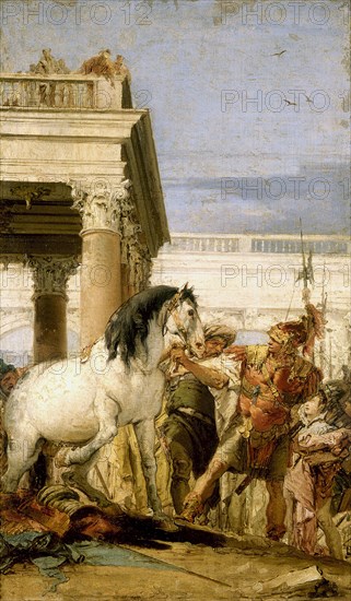 Alexander taming Bucephalus. Artist: Tiepolo, Giambattista (1696-1770)