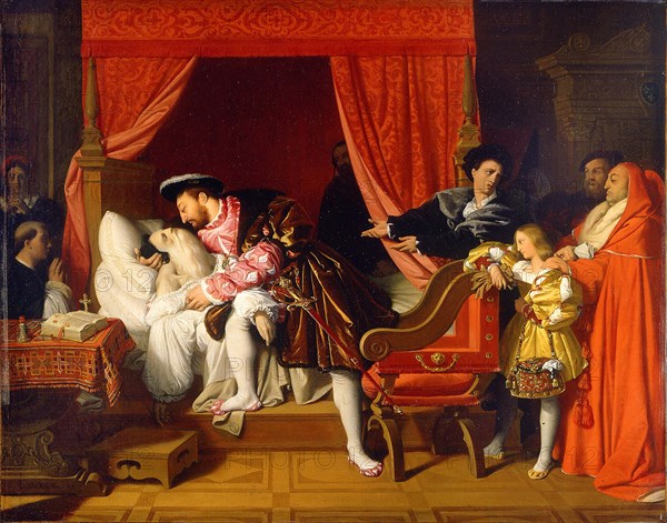 Francis I Receives the Last Breaths of Leonardo da Vinci. Artist: Ingres, Jean Auguste Dominique (1780-1867)