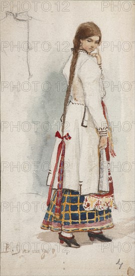 Costume design for the opera Rusalka by A. Dargomyzhsky. Artist: Vasnetsov, Viktor Mikhaylovich (1848-1926)