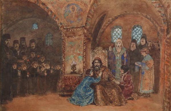 Stage design for the opera Boris Godunov by M. Musorgsky. Artist: Polenov, Vasili Dmitrievich (1844-1927)