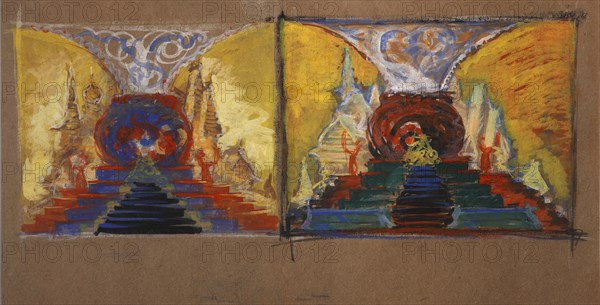 Stage design for the opera The Golden Cockerel by N. Rimsky-Korsakov. Artist: Malyutin, Sergei Vasilyevich (1859-1937)