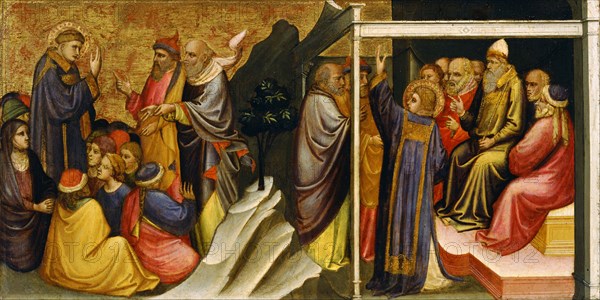 Predella Panel: Saint Stephen before the High Priest and Elders of the Sanhedrin. Artist: Mariotto di Nardo (active 1394-1424)