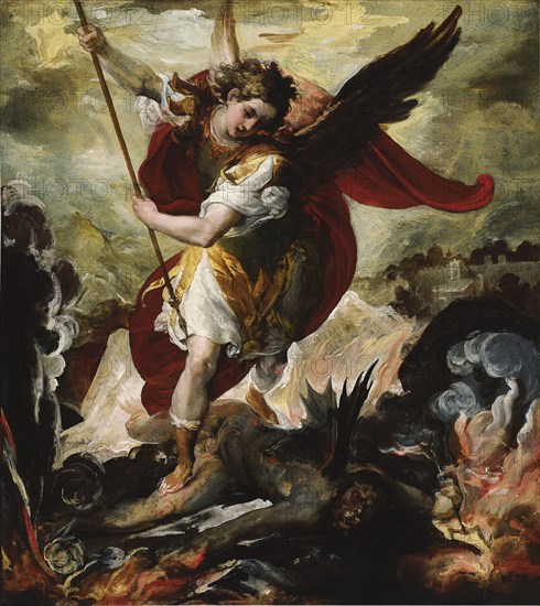 Saint Michael Vanquishing Satan. Artist: Maffei, Francesco (ca 1600-1660)