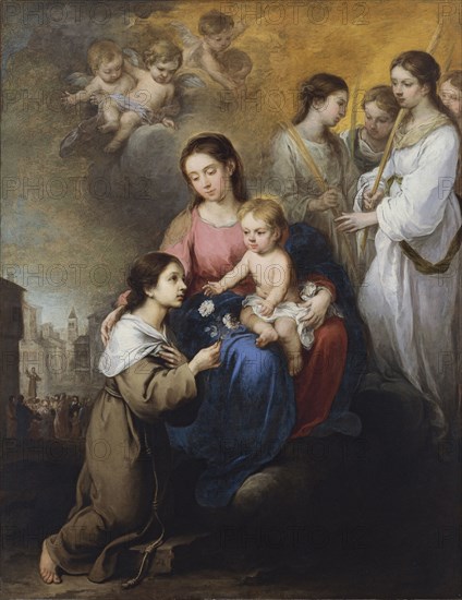 The Virgin and Child with Saint Rose of Viterbo. Artist: Murillo, Bartolomé Estebàn (1617-1682)