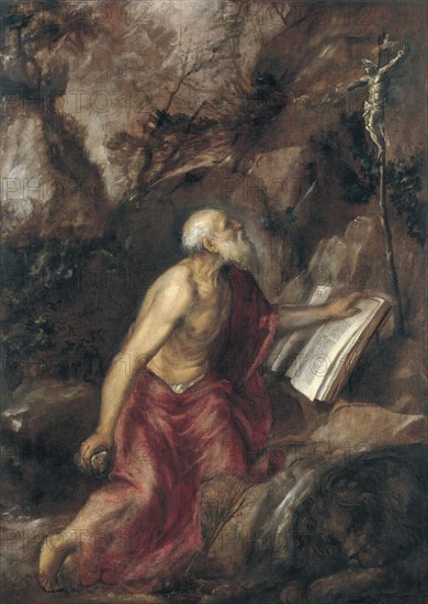 The penitent Saint Jerome. Artist: Titian (1488-1576)