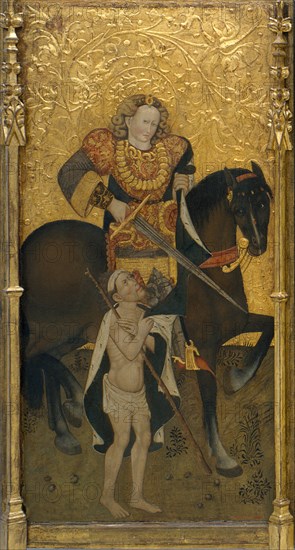 Saint Martin Sharing his Cloak. Artist: Ferrer, Jaume (active 1430-1461)