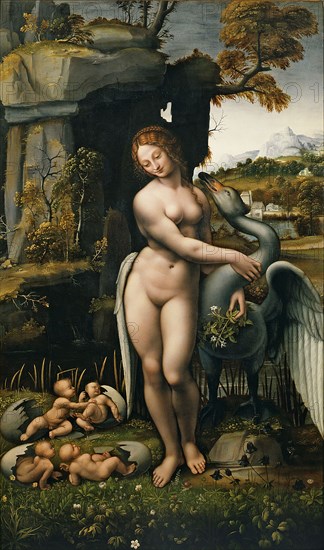 Leda and the Swan. Artist: Leonardo da Vinci, (School)