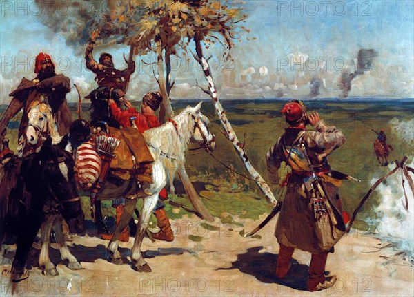 On the border guard of Muscovy. Artist: Ivanov, Sergei Vasilyevich (1864-1910)