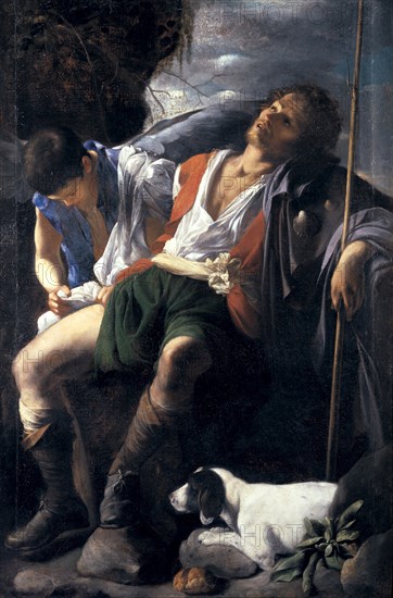 Saint Roch Comforted by an Angel. Artist: Saraceni, Carlo (1579-1620)