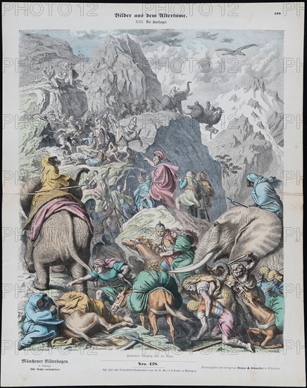 Hannibal Crosses the Alps (from Münchener Bilderbogen). Artist: Leutemann, Gottlob Heinrich (1824-1905)