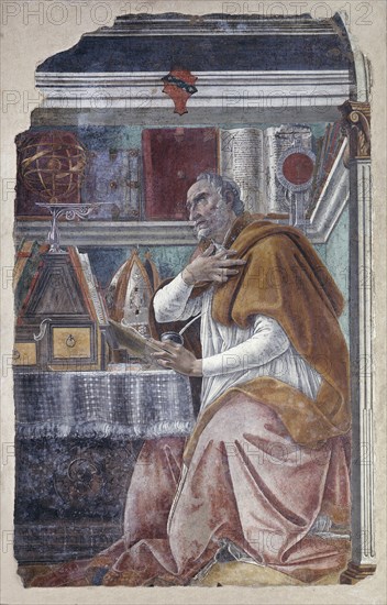 Saint Augustine in His Study. Artist: Botticelli, Sandro (1445-1510)