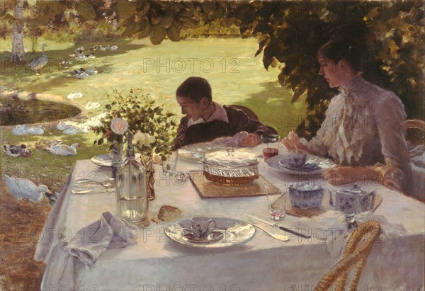 Breakfast in the garden. Artist: De Nittis, Giuseppe (1846-1884)