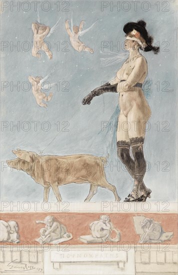 Pornokrates (La Dame au cochon). Artist: Rops, Félicien (1833-1898)