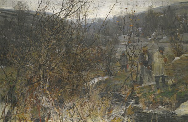 Winter Hunt. Artist: Kolesnikov, Ivan Fyodorovich (1887-1929)