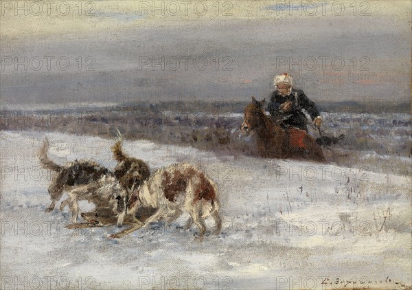 Hunting Scene. Artist: Voroshilov, Sergey Semyonovich (before 1865-after 1911)