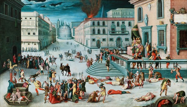 The Massacre of the Triumvirate. Artist: Caron, Antoine, (School)