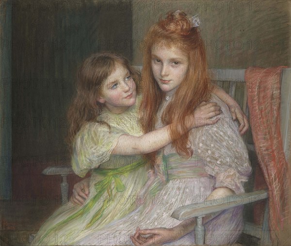 Two girls sitting on a bench. Artist: Breslau, Louise-Cathérine (1856-1927)