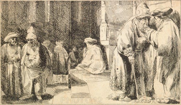 Jews in the Synagogue. Artist: Rembrandt van Rhijn (1606-1669)
