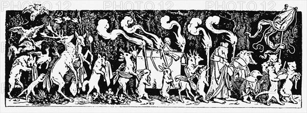 The Hunter's Funeral Procession (From: Munich Bilderbogen No 44). Artist: Schwind, Moritz Ludwig, von (1804-1871)