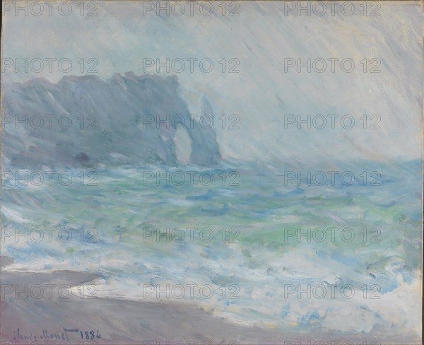 Rain in Étretat. Artist: Monet, Claude (1840-1926)