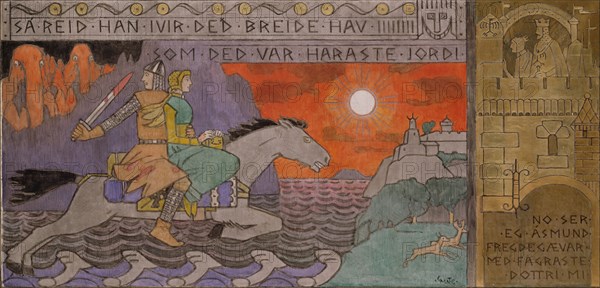 Åsmund and the Princess riding Home. Artist: Munthe, Gerhard (1849-1929)